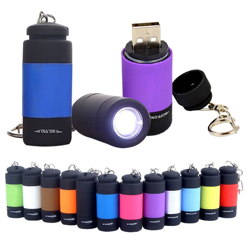 Rechargeable Mini Colorful Keychain Flashlight