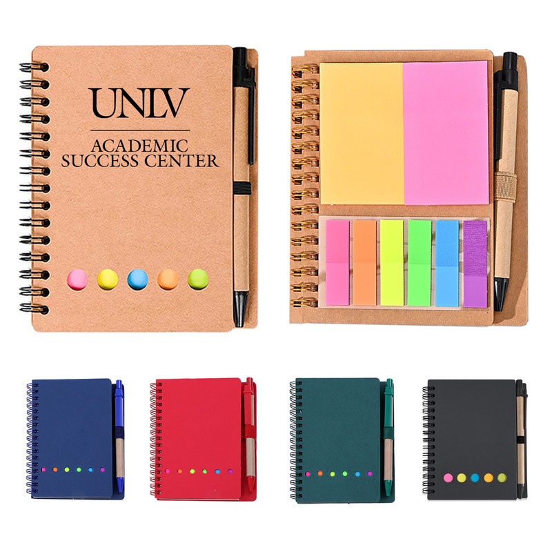 Spiral Notebook With Sticky Notes And Flags