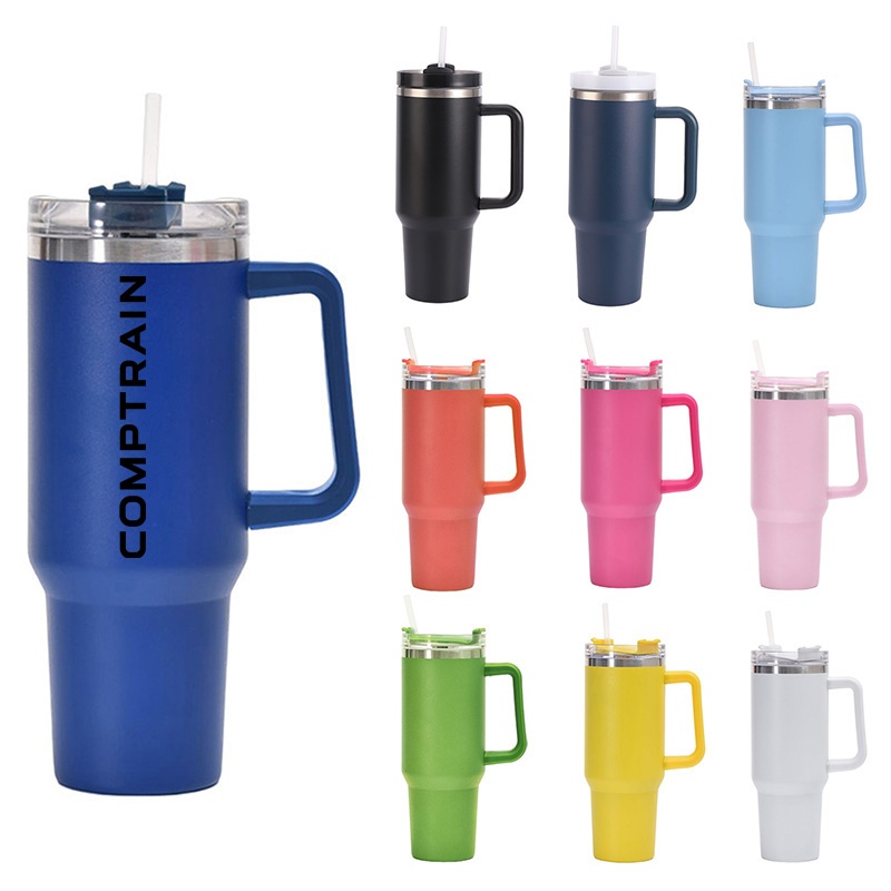 40oz Handle Vacuum Insulated Tumbler With Straw