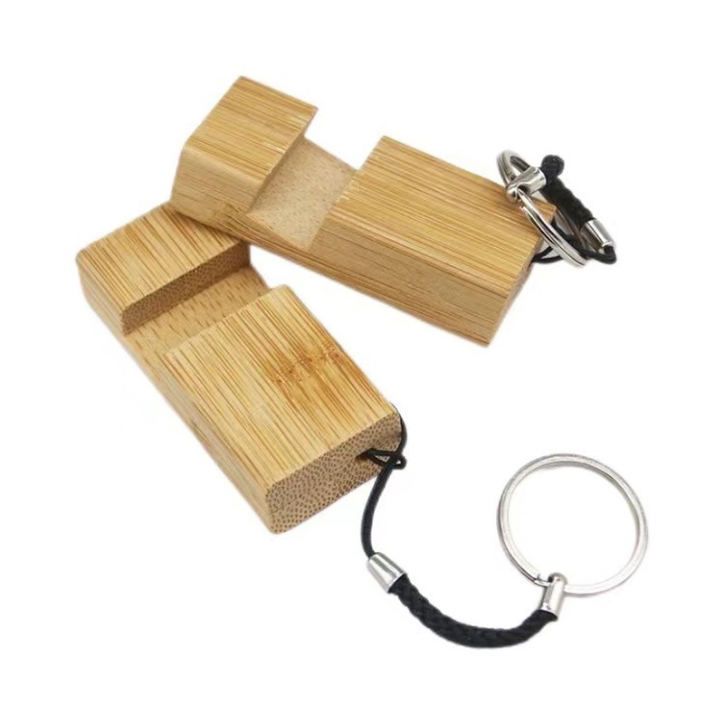 Bamboo Phone Stand Block Keychain