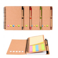 Eco Spiral Notebook w/Sticky Notes and Flags & Pen
