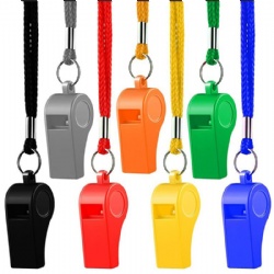 Sports Plastic Whistle w/Lanyard