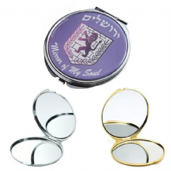 Round Metal Compact Folding Mirror