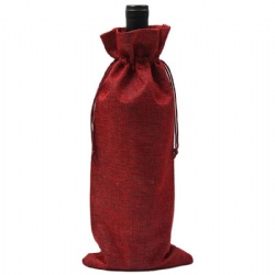 Drawstring Burlap Wine Bottle Bag