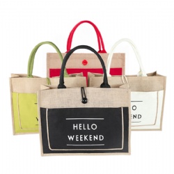 Natural Jute Tote with Cotton Handle