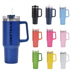 40oz Handle Vacuum Insulated Tumbler With Straw